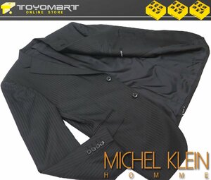 1074●ミッシェルクランオム MICHEL KLEIN HOMME●新品　96280 【シルク混】 シャドーストライプジャケット　ブラック/XL　定価30800円