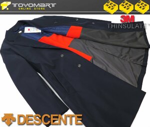 2075●DESCENTE デサント●7742　新品 【撥水加工】 シンサレート中綿裏地　BIGシルエット チェスターコート　ネイビー/L　定価42900円