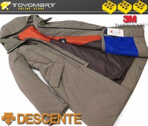 2078●DESCENTE デサント●7743　新品 【撥水加工】 シンサレート中綿入り　スタイリッシュ フーデッドコート　ベージュ系/L　定価42900円