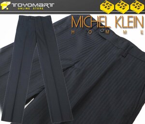 7069●ミッシェルクランオム MICHEL KLEIN HOMME●96150　新品 【シルク混】 シャドーストライプスラックス　濃紺/46　定価16500円