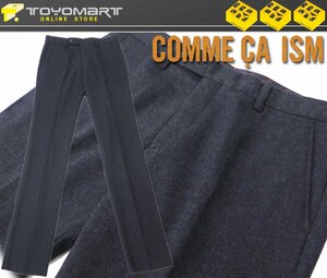 3126●コムサイズム COMME CA ISM●新品　FW07 【フラノ素材】 ヘリンボーンパンツ　ネイビー/L　定価12100円