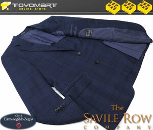 9024●Savile Row サビルロウ●新品 【エルメネジルド・ゼニア】 格子柄 シルク混 プレミアムスタンダードジャケット　ネイビー/A7