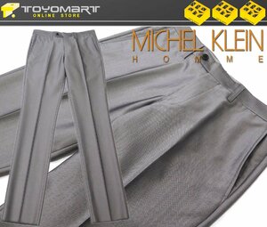 6106●ミッシェルクランオム MICHEL KLEIN HOMME●83130　新品　シャイニー レーヨン混スラックス　シルバー/48　定価14300円