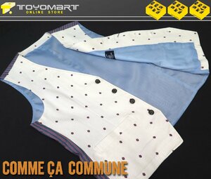 7008●コムサコミューン COMME CA COMMUNE●新品　VG01　小紋柄　ストレッチ　コットンベスト　ホワイト/S　定価14300円