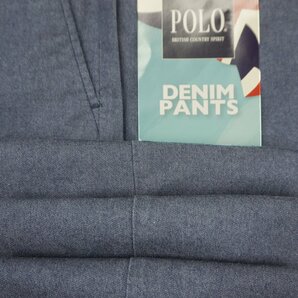 【 POLO 】春夏・ストレッチ・ノータックパンツ ★ ブルー無地・家庭洗濯可 ★ 綿97％ポリウレタン3％ ★ ウェスト85ｃｍ・裾巾19.9ｃｍの画像4