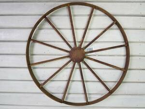 * prompt decision free shipping! iron wheel M Brown approximately φ50cmx3cm alh01-m50* garden objet d'art accessory interior 