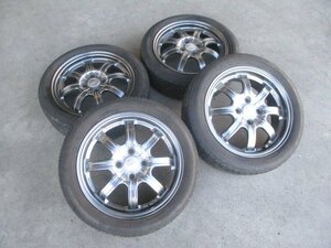 RAYS 15インチ アルミホイール 5.5J PCD100 4穴 +45 165/55R15 タイヤ付き 4本セット 中古