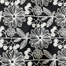 北欧テイスト刺繍風の花柄シーチング生地はぎれ布1ｍコットンリネン・モノトーン白黒 _画像8