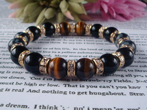  onyx × snow flakes obsiti Anne × Tiger I 10mm Gold long Dell natural stone bracele 16