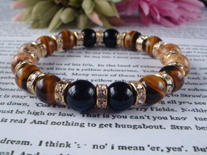  onyx × Picture jasper × Tiger I 10mm Gold long Dell natural stone bracele 16
