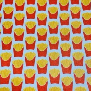 フライドポテト柄 合皮生地 フェイクレザー