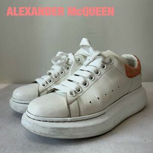 Q0013★9 近年モデル Alexander McQueen アレキサンダーマックイーン レディース 厚底 ダッド レザー スニーカー シューズ 靴 白 ピンク 38