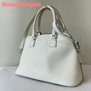★50 高級 Maison Margiela マルジェラ 5AC 2WAY チャーム バッグ ハンドバッグ ショルダーバッグ レザー 白 鞄 レディース