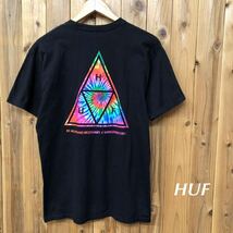 HUF /ハフ /メンズM ブラック 半袖Tシャツ プリントTシャツ トップス バックプリント カジュアル 古着_画像1