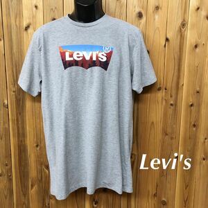 Levi's /リーバイス /メンズL 半袖Tシャツ トップス グレー ビッグロゴ プリントTシャツ シンプル カジュアル 古着