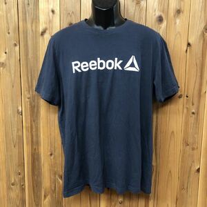 Reebok /リーボック /メンズ4XO 半袖Tシャツ トップス ビッグロゴ プリントTシャツ ネイビー系 ロゴTシャツ スポーツ カジュアル USA古着