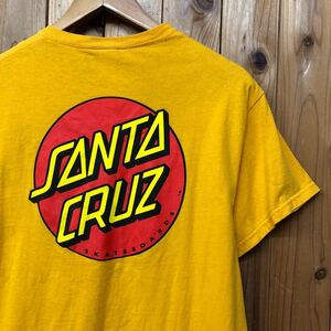 SANTA CRUZ /メンズM 半袖Tシャツ トップス プリントTシャツ イエロー ビッグロゴ スケボー ストリート アメカジ USA古着