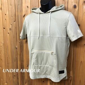 UNDER ARMOUR /LOOSE /アンダーアーマー /メンズS 半袖 パーカー プルオーバー トップス メッシュ ロゴプリント カジュアル スポーツ 古着