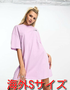 新品 即決 海外S(日本M相当)ノースフェイス Tシャツ パープル 紫 ワンピース オーバーサイズ THE NORTH FACE 大きいサイズ ドレスTシャツ