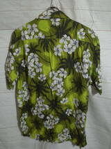 メンズ pk86 Hawaiian ALOHA TROPICAL ハワイアン アロハ トロピカル 花柄 レーヨン 半袖アロハシャツ LL グリーン系 緑系_画像2