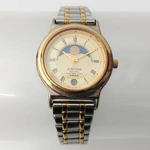 [2284]CITIZEN Citizen clock 6A85-K00667CK JUNCTION SQUARE VEGA Qz moon phase lady's combination champagne gold silver 