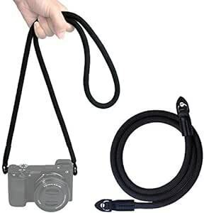[VKO] カメラネックストラップ クライミングロープ製ショルダーストラップ 一眼レフ/ミラーレス/コンパクトカメラ用（黒