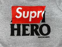 Supreme (シュプリーム) ANTIHERO アンタイヒーロー 14SS Pocket Tee ポケットTシャツ 半袖 ロゴ Super HERO L グレー メンズ/009_画像6