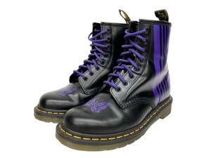 Dr.Martens (ドクターマーチン)×Needles (ニードルス) 60 YEARS 60周年 コラボブーツ 8ホール US6 UK5 ブラック×パープル ウィメンズ/028