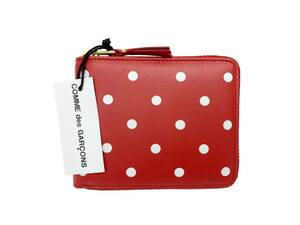 新品 COMME des GARCONS コムデギャルソン POLKA DOTS PRINTED 二つ折り財布 ウォレット SA7100PD-RDRDOS 赤 レザー 水玉 ドット/028