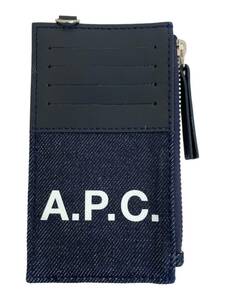 A.P.C. (アーペーセー) ストラップ付き カードケース コインケース 小銭入れ デニム×レザー 切り替え M63527 インディゴ ウィメンズ/004