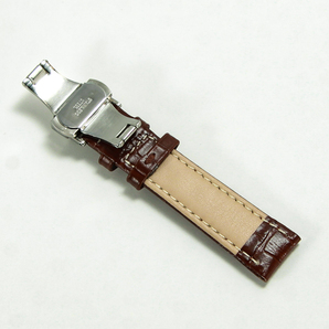 腕時計レザーベルト 牛皮製クロコ模様型押しプッシュボタン開閉式Ｄバックル 仕様 茶色 １８ｍｍ の画像4