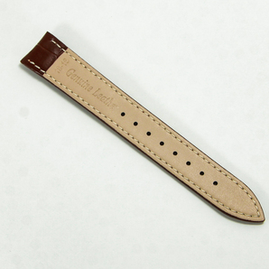 腕時計レザーベルト 牛皮製クロコ模様型押しプッシュボタン開閉式Ｄバックル 仕様 茶色 １８ｍｍ の画像6
