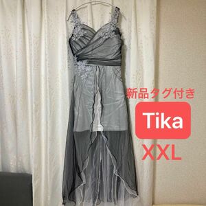 新品タグ付き Tika キャバドレス 白黒レース XXL