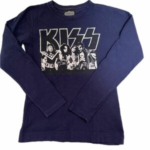 KISSキッス紺長袖Tシャツレディース ロンT カットソー 90s classic.rock used