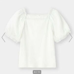 GU ジーユー　シアーボリュームスリーブT〔半袖〕　ホワイト Tシャツ トップス　