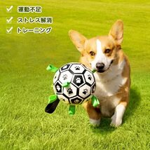 Caseeto 犬用おもちゃ 犬のおもちゃ ボール 犬 サッカーボール 噛みやすい 弾力性 伸縮性 ロープおもちゃ 知育玩具 訓練_画像3