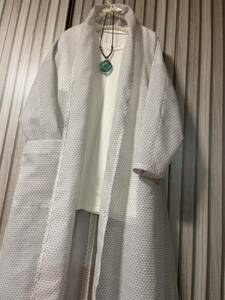  tree cotton * white .* summer coat * gown coat * old cloth * remake * hand made 