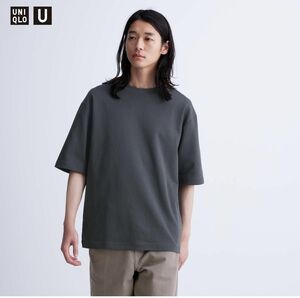 新品未使用　2023モデル　UNIQLOユニクロ　エアリズムコットン　オーバーサイズ　半袖Tシャツ　サイズL ダークグレー