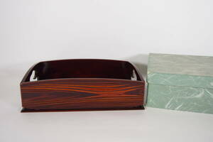 木製　　溜塗　瓢透かし　櫛型　莨盆　　　懐石　　茶道具　　　24　519－26－3