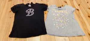 130cmバービーBarbie半袖Tシャツ2枚セット黒グレー女の子