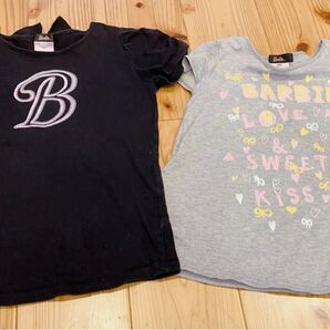 130cmバービーBarbie半袖Tシャツ2枚セット黒グレー女の子