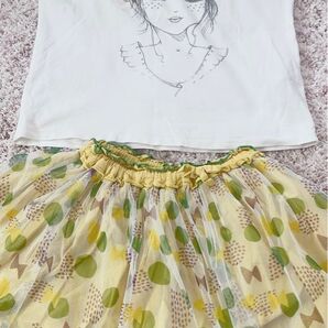ZARAノースリーブ白Tシャツ女の子顔花120cm128cm半袖