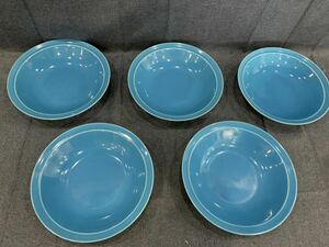 ☆61【5点セット】深皿 中皿 ブルー パスタ皿 カレー皿 ご