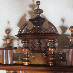 木彫装飾古時計 天然木振り子時計 掛時計 古道具 振り子時計 ネジ巻きアンティークゼンマイ時計の画像4