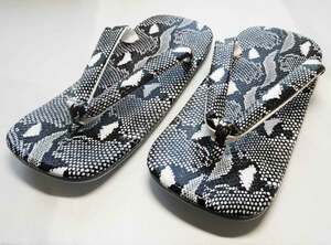 * new goods two sheets core imitation leather bottom sandals setta * 1041 all snake two sheets size LL * man Japanese clothes zori 