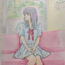 オリジナル　手描きイラスト　透明水彩　女の子　少女　Ａ5サイズ_画像3