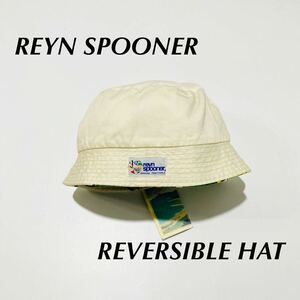 【デッドストック】Reyn Spooner レインスプーナー リバーシブルハット コットン 無地 総柄 Reversible deadstock 帽子 バケット ビンテー