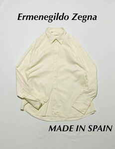 【スペイン製】Ermenegildo Zegna エルメネジルド ゼニア 長袖 ホワイト ドレス シャツ コットンピケ 上質 ラグジュアリー luxury 