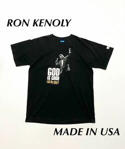 [USA made ]90*s Vintage RON KENOLY short sleeves T-shirt fruit ob The room America made single black black body vintage summarize large amount 