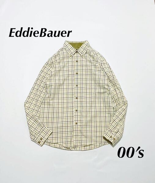 【00’s】EddieBauer エディーバウアー タッターソールチェック ボタンダウン シャツ 長袖 アイビー コットン ビンテージ 古着 大量